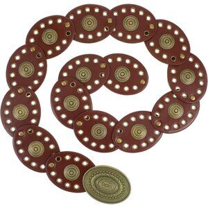 Womens Western Cowgirl Disc Belt, Vintage Wide Cowgirl Leather Oval Belts with O